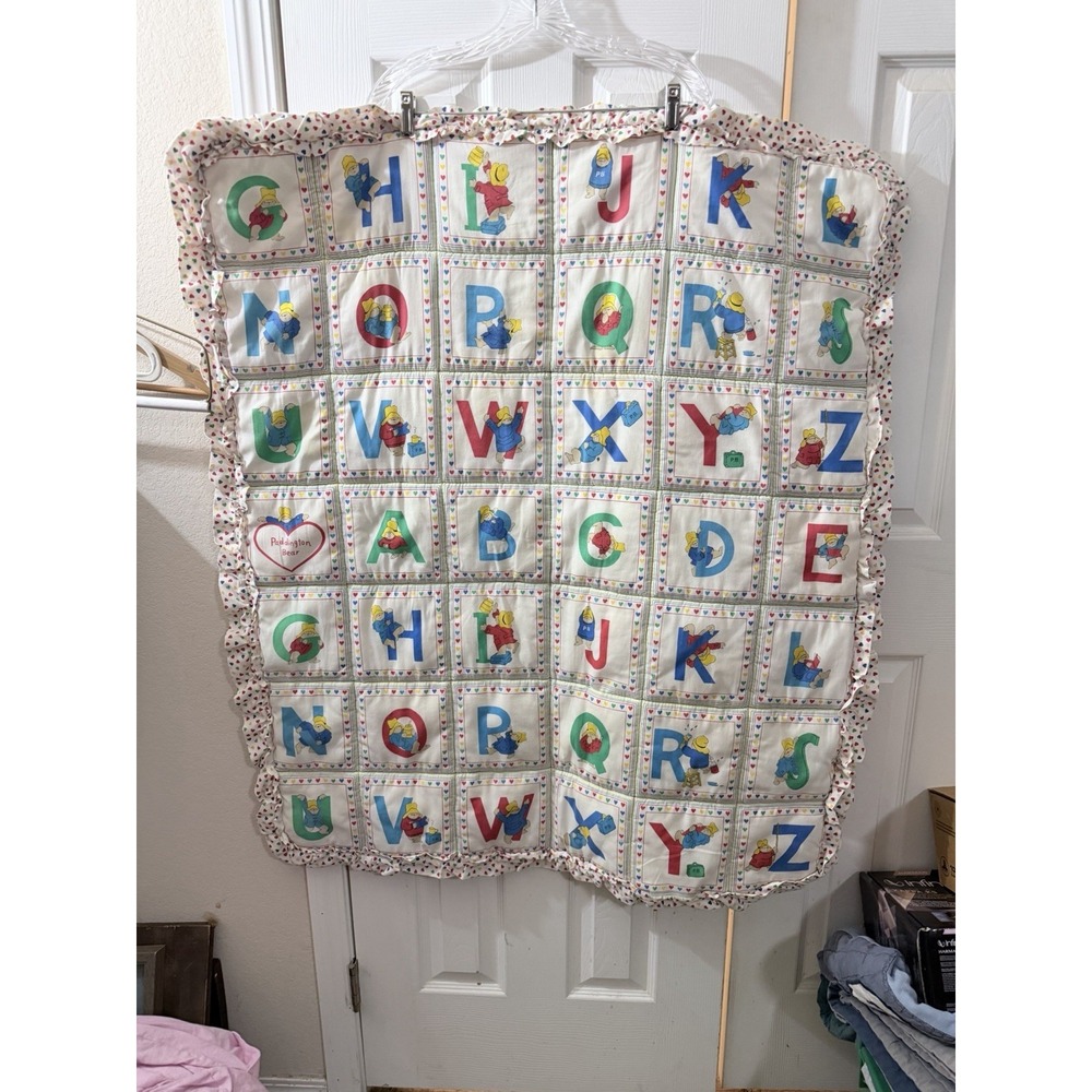 Vintage Paddington Bear Baby Quilt 40x34in